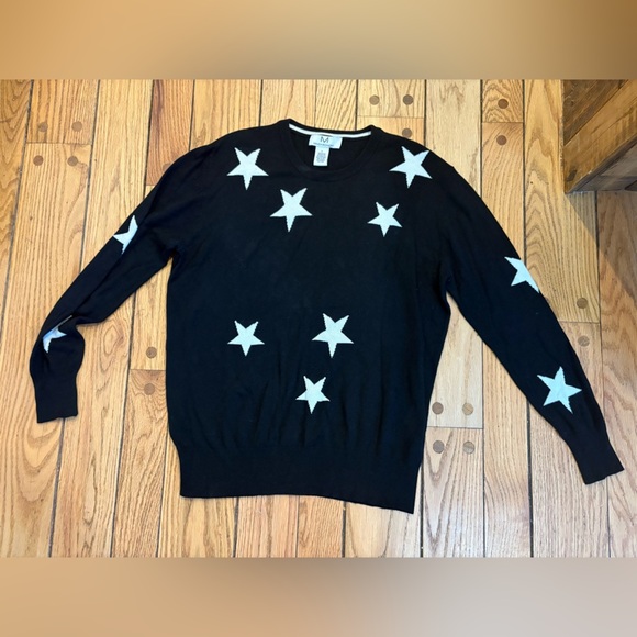 Magaschoni Black and White Star Knit Sweater cashmere blend size large womens - Picture 3 of 3